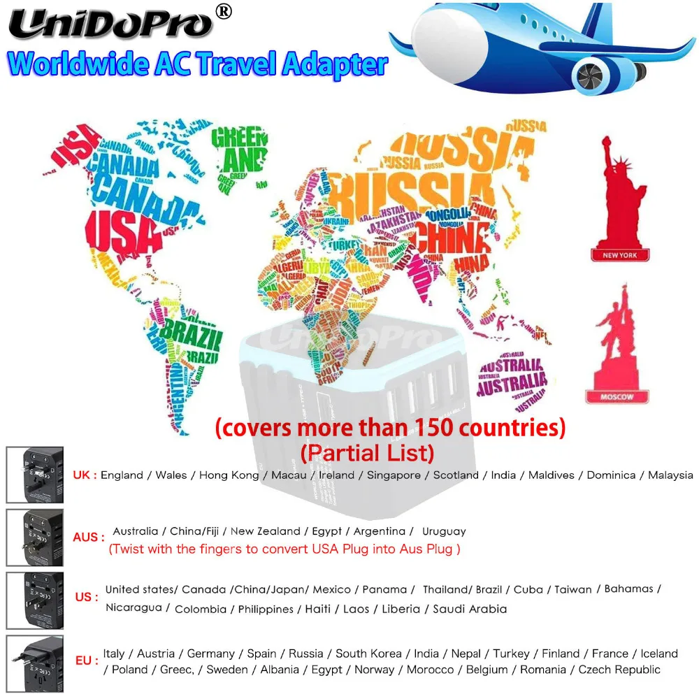 Em todo o mundo adaptador ac universal