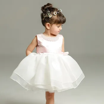 

Newborn Lovely Infant Baby girl's Dresses Pink and White Baby Girl Vestido 2020 Formal Toddler Baby Clothes RBF174005