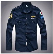 2016 shirt 4XL air force one men shirt long sleeve slim fit aeronautica militare men dress shirt camisas hombre camisa masculina