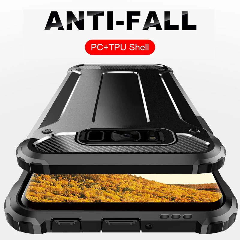 

Luxury Soft Armor Bumper Case On The For Samsung Galaxy S7 Edge S10 Plus S8 S9 S10e Note 8 9 Shockproof Silicone Phone Back Case