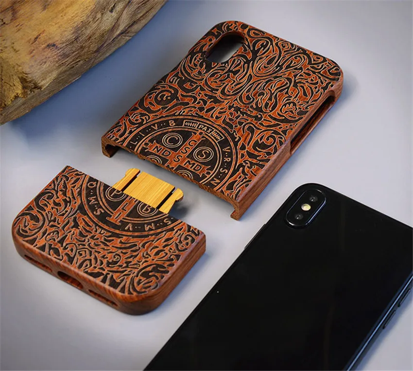 Natural Wood Bamboo Phone Case For iPhone XS Max XR X 8 7 7Plus 6 6 6s plus 5 5s se Cover Wooden Shockproof Protector Coque (9)