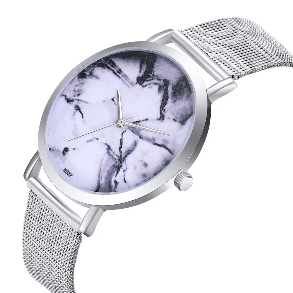 TZ#502 Простые Модные женские часы белые и черные линии шаблон сплава стальной ремешок аналоговые кварцевые круглые часы