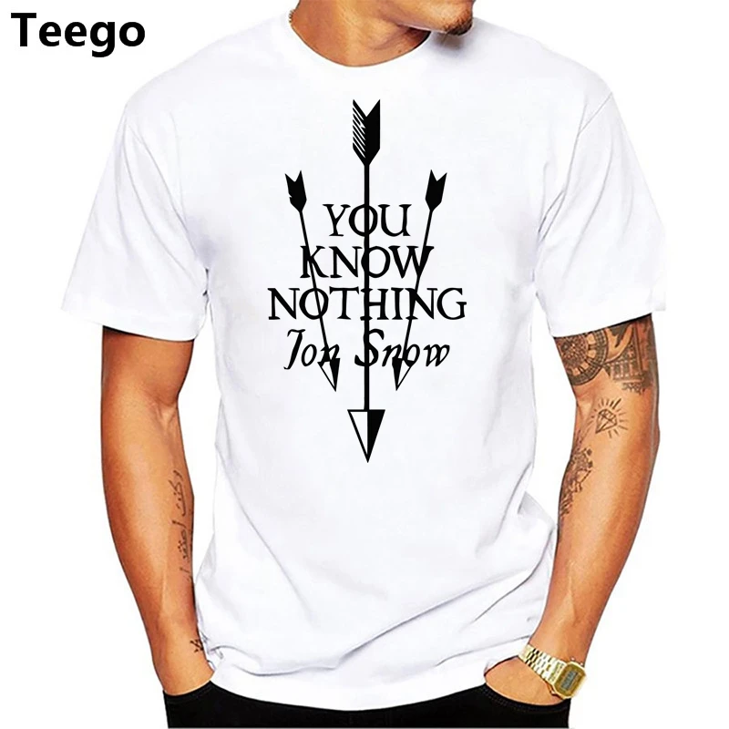 

2018 men Fashion You Know Nothing Jon Snow Print T-shirt men T shirt Game Of Thrones Tops Tee