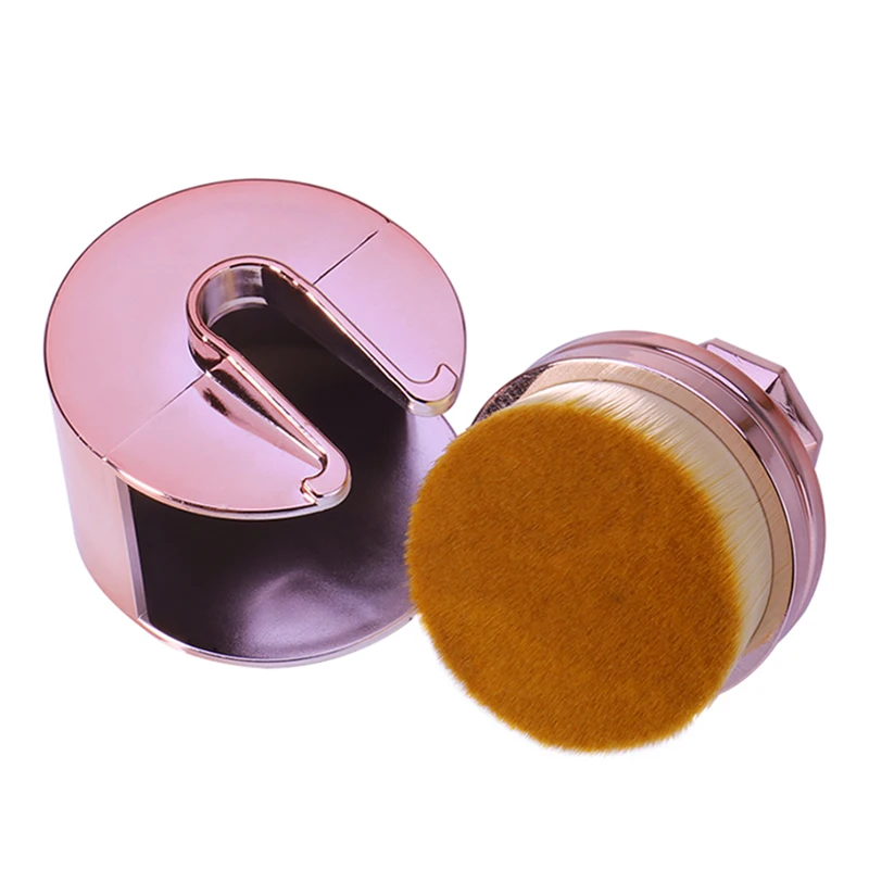 Круг Мягкие кисти для макияжа Овальный Maquiagem Micro Fine 35 угол база для макияжа, рассыпчатая пудра макияж кисти с держателем 3 цвета - Handle Color: Rose Gold