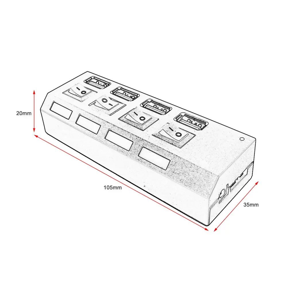 Высокоскоростной концентратор USB 3,0 с 4 портами и переключателем питания usb-хаб для настольного ноутбука с вилкой Стандарта ЕС и США