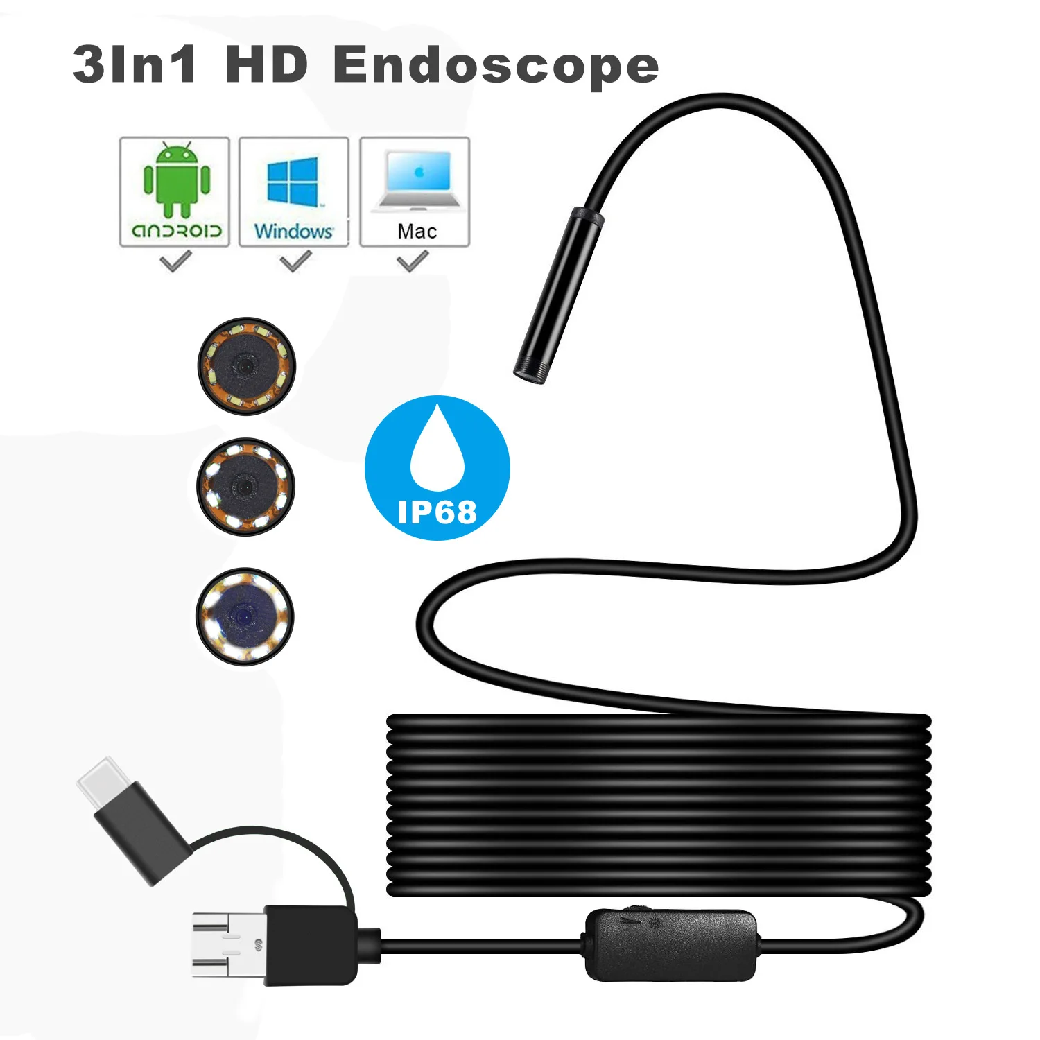 

Trinity TYPE-C USB Android Mobile Endoscope 8MM Spiral Head 10m Waterproof Mobile Endoscope