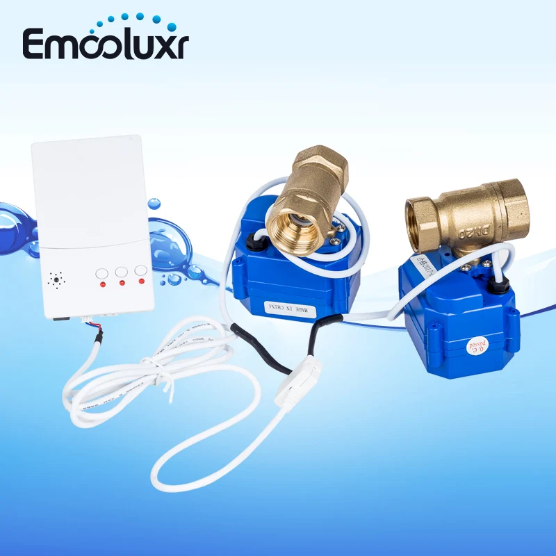 

Water Leak System WLD-807 with 2pcs Sensitive Water Sensors&2pc Solid Brass Valve DN15 for Water Pipe for Home Security System