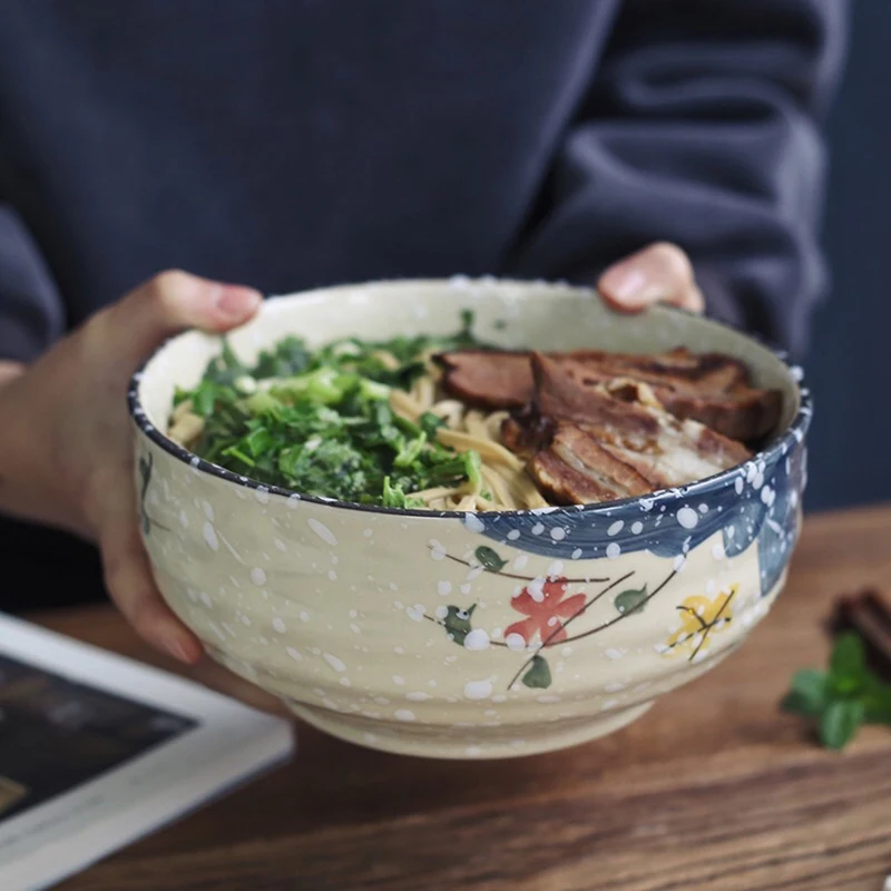 

Hand-painted underglaze color Japanese style wind ceramic large-faced soup big bowl salad instant noodle bowl ramen bowl home