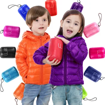

70-150cm Portable Children Jackets Outerwear For Boy Girl Autumn Warm Down Hooded Coat Parka Kids Winter Jacket Candy Colors