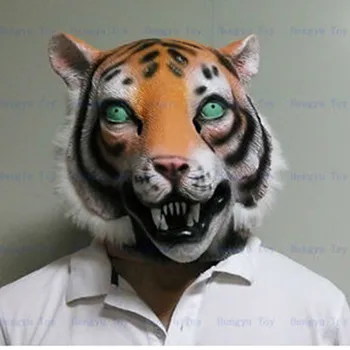 

High Quality Animal Mask Halloween Party Latex Realistic Tiger Mask Full Head