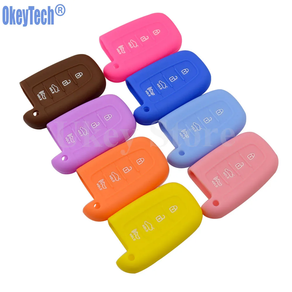 OkeyTech Silicone Key Fob Case Cover Holder for KIA Sportage Forte Optima Soul Azera Sorento for Hyundai Equus Genesis Veloster