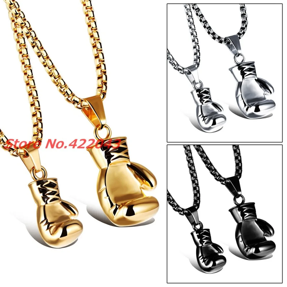 Charming Boxing Glove Pendant Charm Necklace Sport Boxing Jewelry 316L
