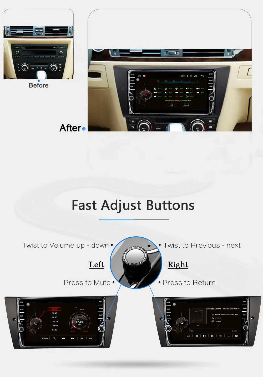 Cheap Funrover IPS android 8.0 2 din car dvd radio multimedia player for BMW 320 328 3 Series E90 E91 E92 E93 whit gps tape recorder 17