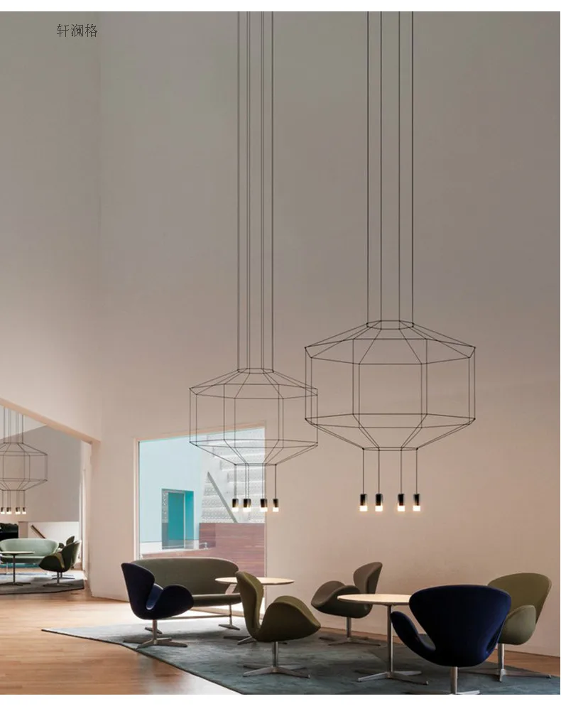 

DIY creative Geometric line chandelier For restaurant coffee shop personality 2/4/6/8/10 heads LED dinning room lights 1243
