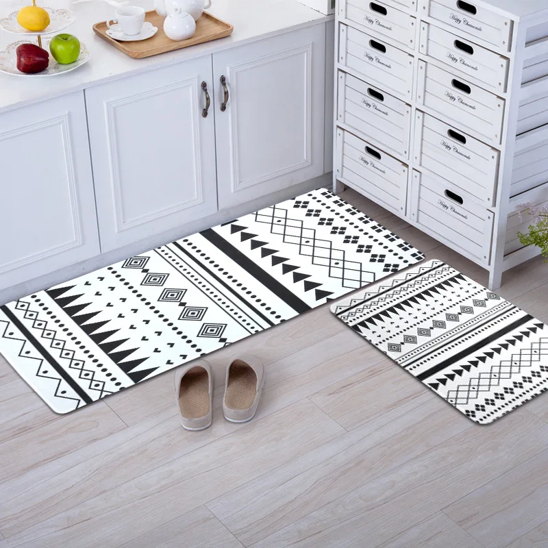 

Boho Geometric Pattern Long Floor Mat Decoration Living Room Rug Non slip Absorbent Kitchen Carpet Door Entrance Door Mat