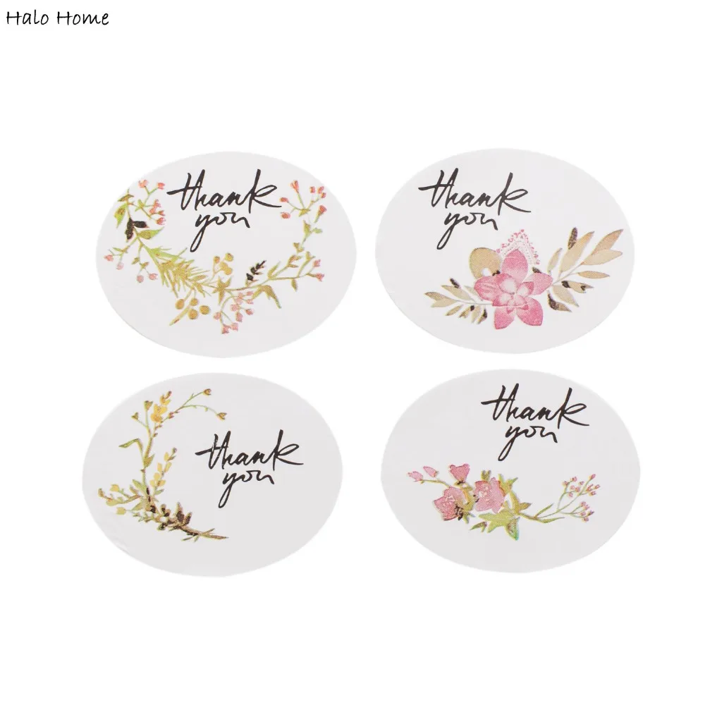 

60 Piece Oval Shaped Thank You Letters Flower Pattern Paper Labels Sealing Stickers Craft Envelopes DIY Party Box Seals 43x34mm