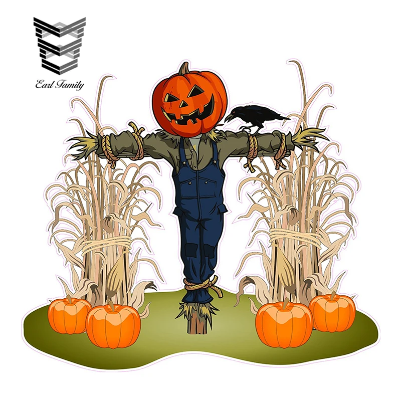

EARLFAMILY 13cm x 11.4cm Corn Stalks and Scarecrow Pair Vinyl Car Stickers Car Styling Motorcycle Car Decals Wall Decor