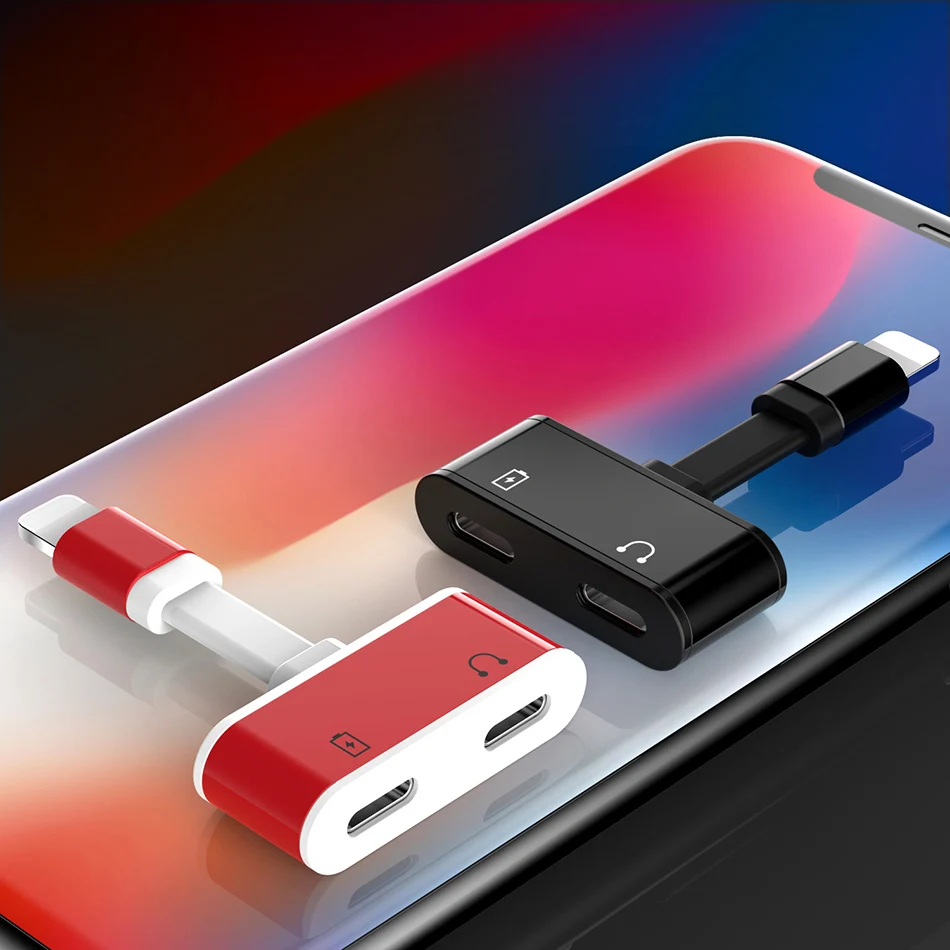 !ACCEZZ TPE AUX Dual Lighting Adapter Cable For iPhone 7 8 Plus XR XS MAX X Audio Calling Charging Connector For IOS 10 11 12 (11)