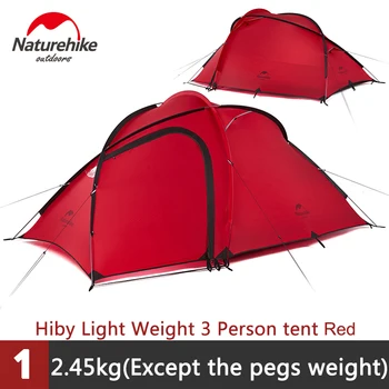 

Naturehike Camping Tent 3 Person 20D Silicone One Bedroom One Living Room Double Layers Rainproof NH Outdoor Tent 4 Season