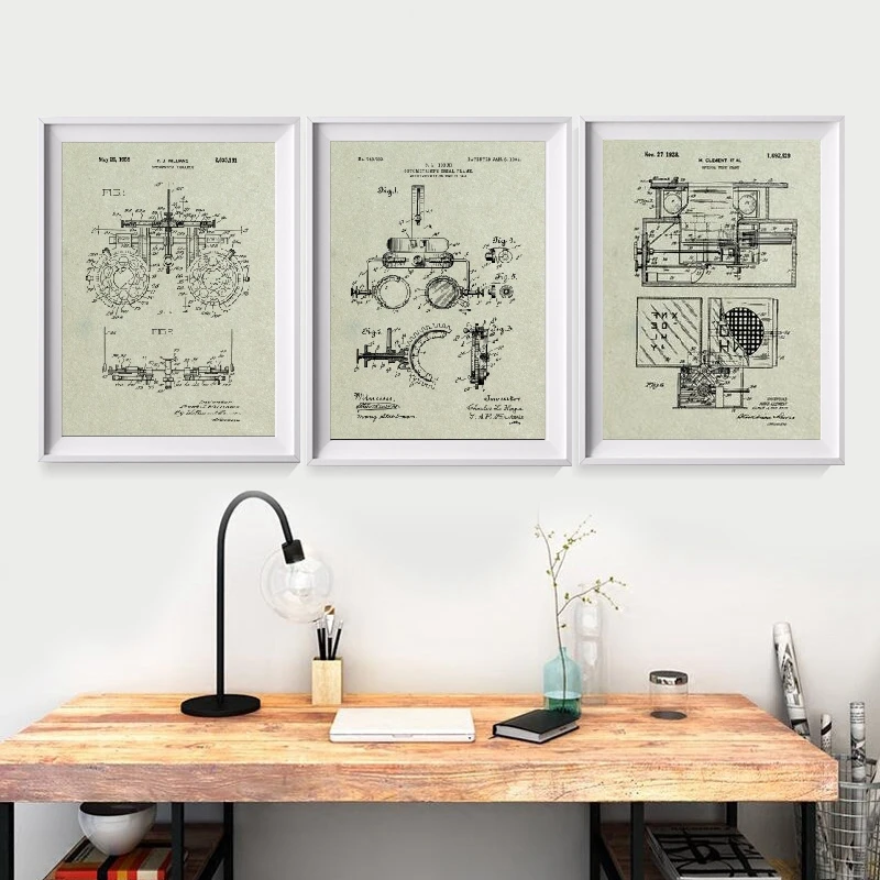 Оптометрия патентные принты оптометрист подарки медицина Арт плакат ОПТИК медицинские инструменты чертежи Искусство Холст Живопись Декор стены