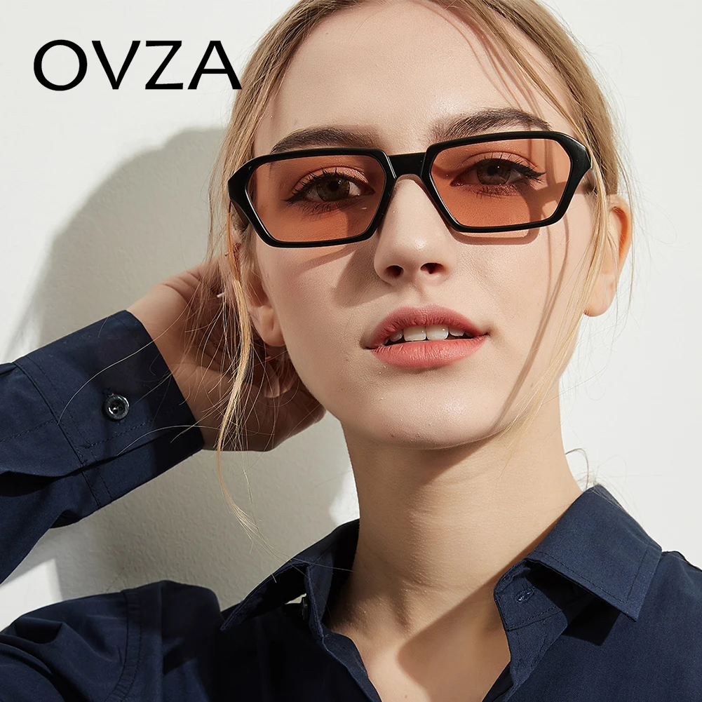 Мужские и женские прямоугольные солнцезащитные очки OVZA винтажные черные в стиле