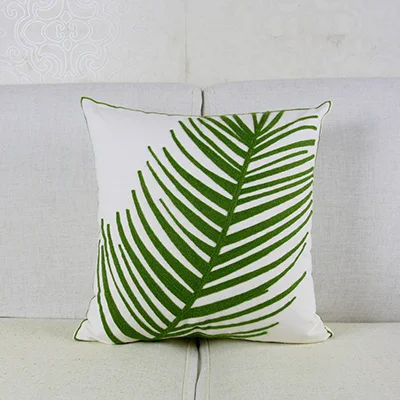 Зеленая вышитая наволочка для подушки с геометрическими листьями Марокканская Подушка Чехол с вышивкой для дивана простой домашний Декор 45*45 см - Цвет: E