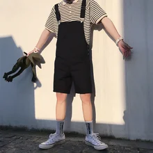 Летние корейские модные короткие велотрусы тренд дикие мужские Свободные Комбинезоны Молодежный уличный стиль комбинезоны большой размер XXL 3XL