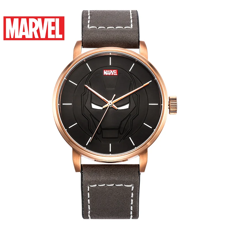 

Disney Marvel the Avengers Iron Men Leather Strap Quartz Watch Top Brand Watches Man Steel Waterproof Sport Waches Orologio 9005