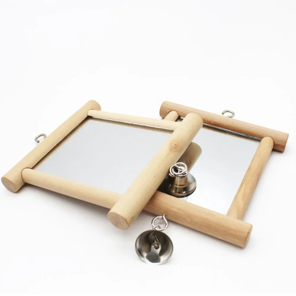 

Wooden Pet Toy Mirror Fun Toy For Pet Cockatiel Parrots Small Birds Parrot Toys Pet Parrots Climbing Toy Pet Bird Accessories