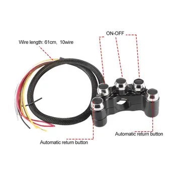 

Universal Motorcycle Handlebar Switch Automatic Return 5 Buttonfit For Motorcycle With 7/8inch 22mm Diameter Handlebar