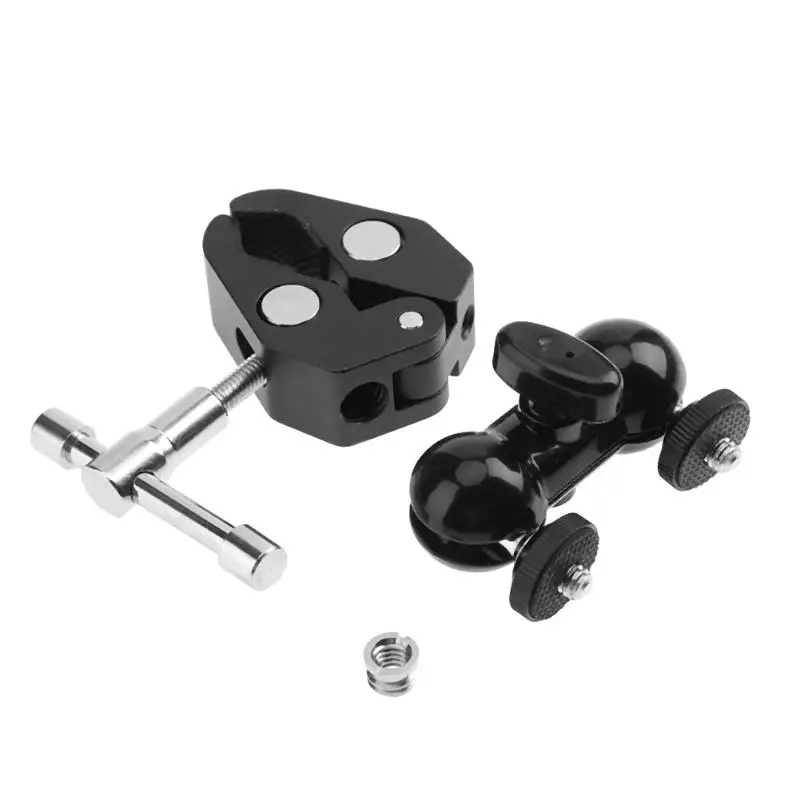 

Alloyseed Universal Double Ball Head Magic Arm Mount+Super Clamp Crab Clip Camera Stand Stabilizer for DSLR Camera
