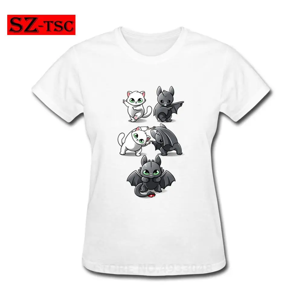 

T Shirt Women Summer Short Sleeve Printed T-shirt Toothless Night fury fusion between how to train your dragon and dragon ball