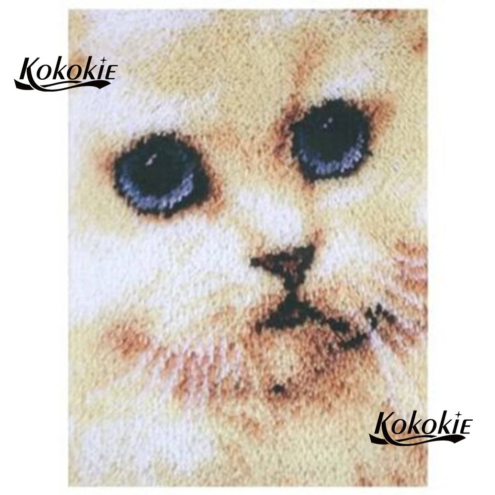 

Home decor handmade carpet tapijt latch hook rug kit canvas cat face 3dprinting vloerklee foamiran for needleworksets 3d carpet