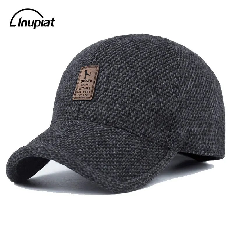 Baseball Cap for Men Spring Winter Thicken Warm Woolen Hat with Hidden