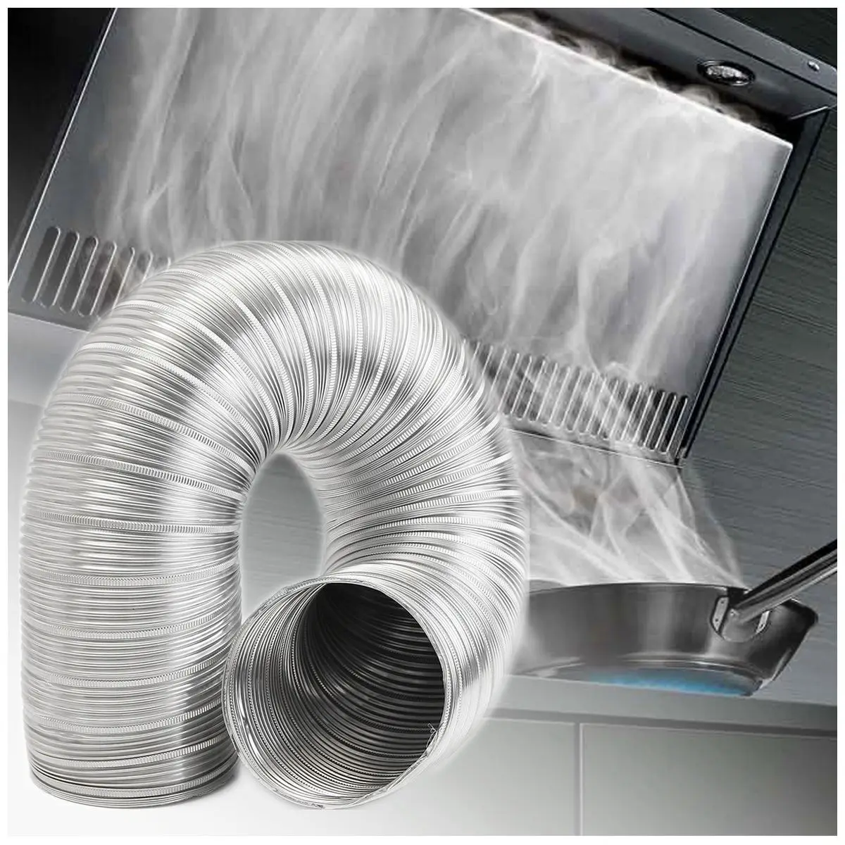 ACAMPTAR 1m Aluminum foil Bathroom Kitchen Extractor Fan & Cooker Hood Flexible Ducting Pipe,125Mm 
