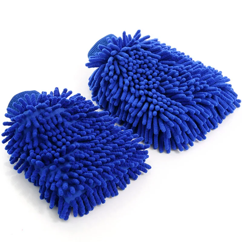 Перчатки для мытья автомобиля, износостойкие, водопоглощающие, 1 шт., несколько цветов, домашний автомобиль двойного назначения, сверхтонкое волокно, Коралловая форма, мочалка - Цвет: Синий
