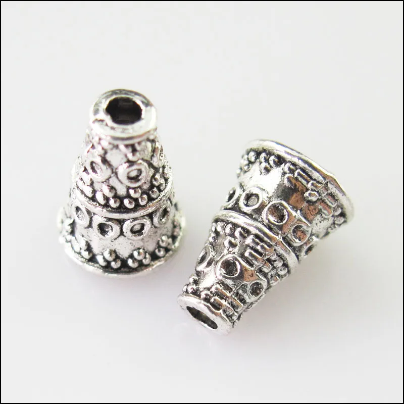 

New 20Pcs Tibetan Silver Tone Cone Speaker End Bead Caps Connectors 7mm