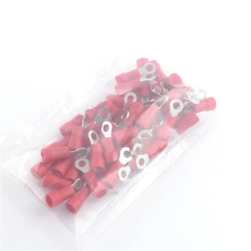 100 шт./лот RV1.25 6 Красный 22 16 AWG 0 5 1.5mm2 изолированный Кольцевой зажим Соединительный