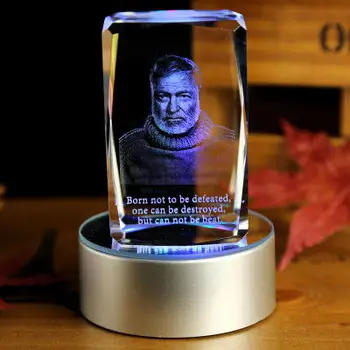 

BEST Christmas present -limited edition TOP Decor art Ernest Miller Hemingway 3D Crystal Image Decoration