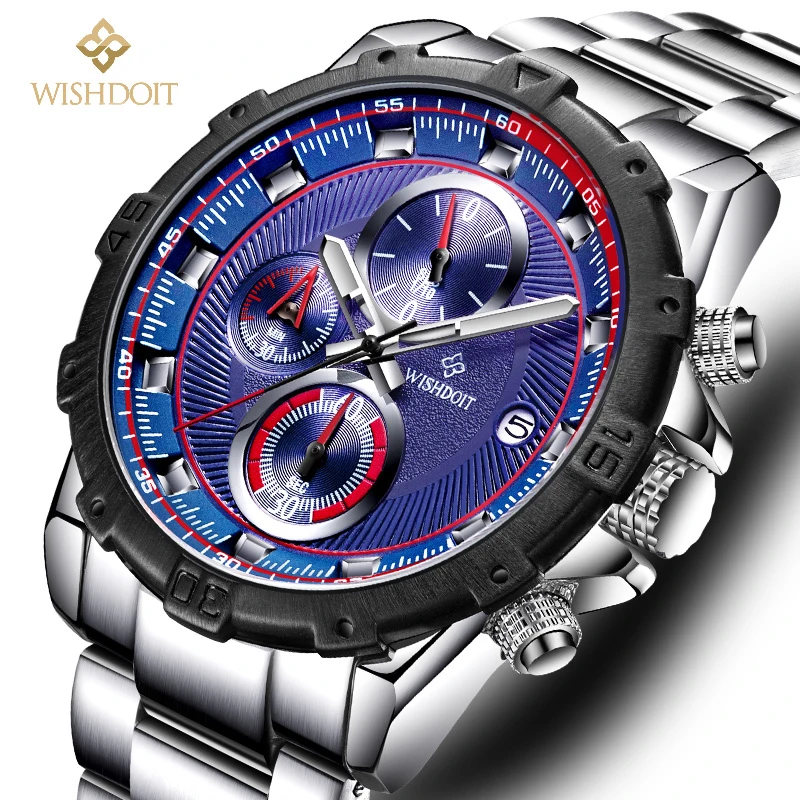 

WISHDOIT Brand Men Watches Luxury Fashion Sports Quartz 30M Waterproof Multifunctional Chronograph Men's Watch 2018 Relojes