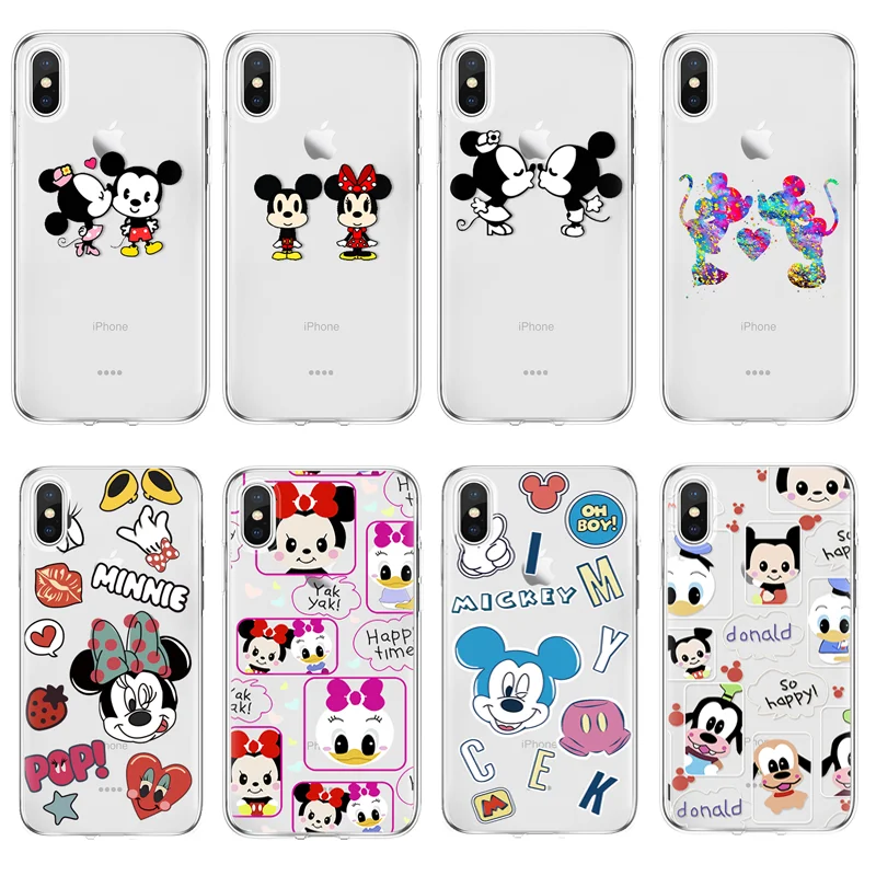 

For iPhone X case For Soft iPhone 4 4S 5 5S 5C SE Fundas For iPhone 7 7Plus 8 8Plus 6 6S Plus For Mickey Mouse Minnie White case