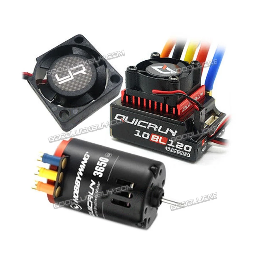 

Hobbywing QuicRun Brushless Sensored 10BL120 120A ESC 8.5T Motor YR Fan Combo