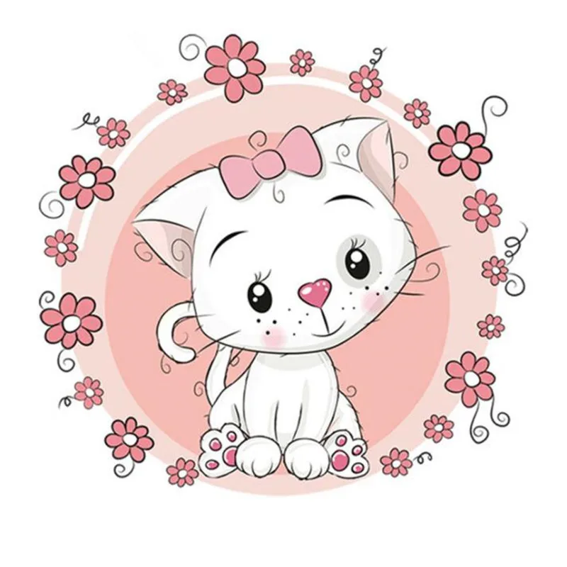 

ShinEquin Biker Patch deal with it Clothes Heat Transfer Printing Pink Cat Iron on patches for clothing girl Diy PVC 3d Sticker