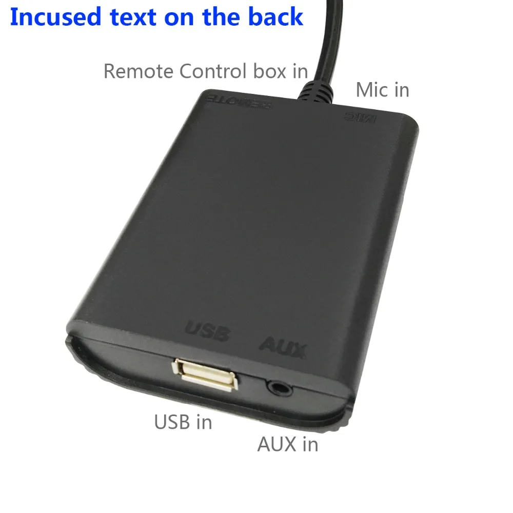  APPS2Car integrado manos libres coche Bluetooth adaptador de música inalámbrico USB AUX Jack adapta