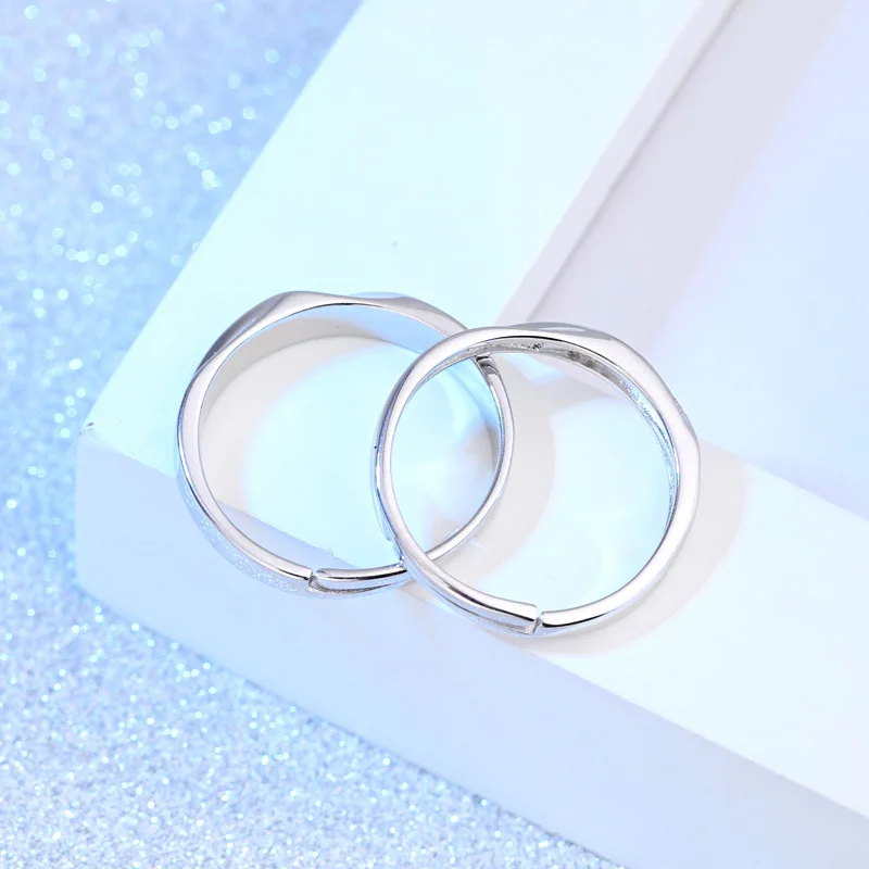 Fashioin Wedding Rings For Women/Men Silver Color Elegant Jewelry Simple Couple Ring Set With Crystal Gift
