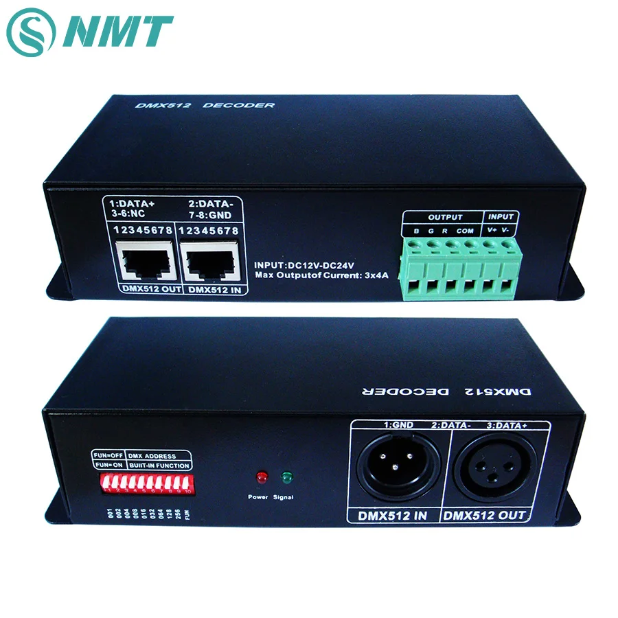 

1pcs DC12-24V DMX512 LED Controller Decoder 3 Channel Max 12A For RGB LED String/ Strip Lightings free shipping