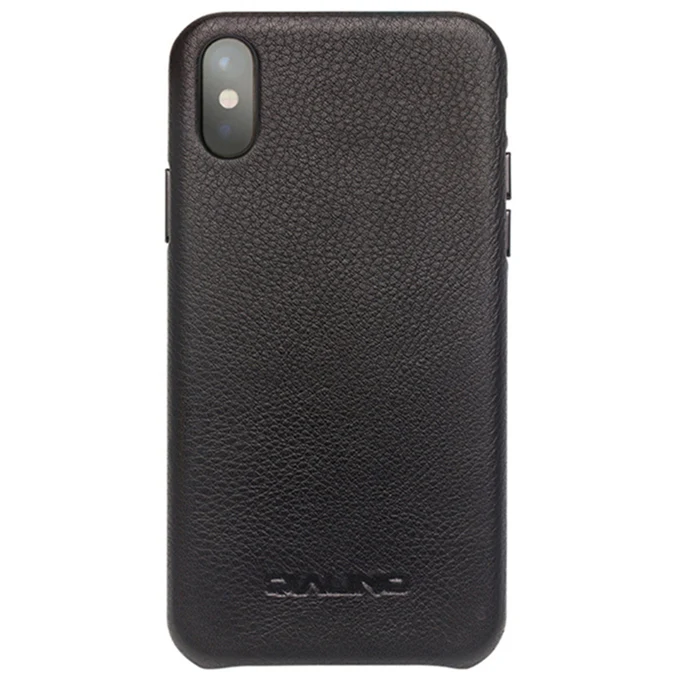 QIALINO, чехол для телефона из натуральной кожи, для iPhone XS, ручная работа, роскошный, модный, ультра тонкий, задний рукав, чехол для iPhone 5,8 дюймов - Цвет: Black