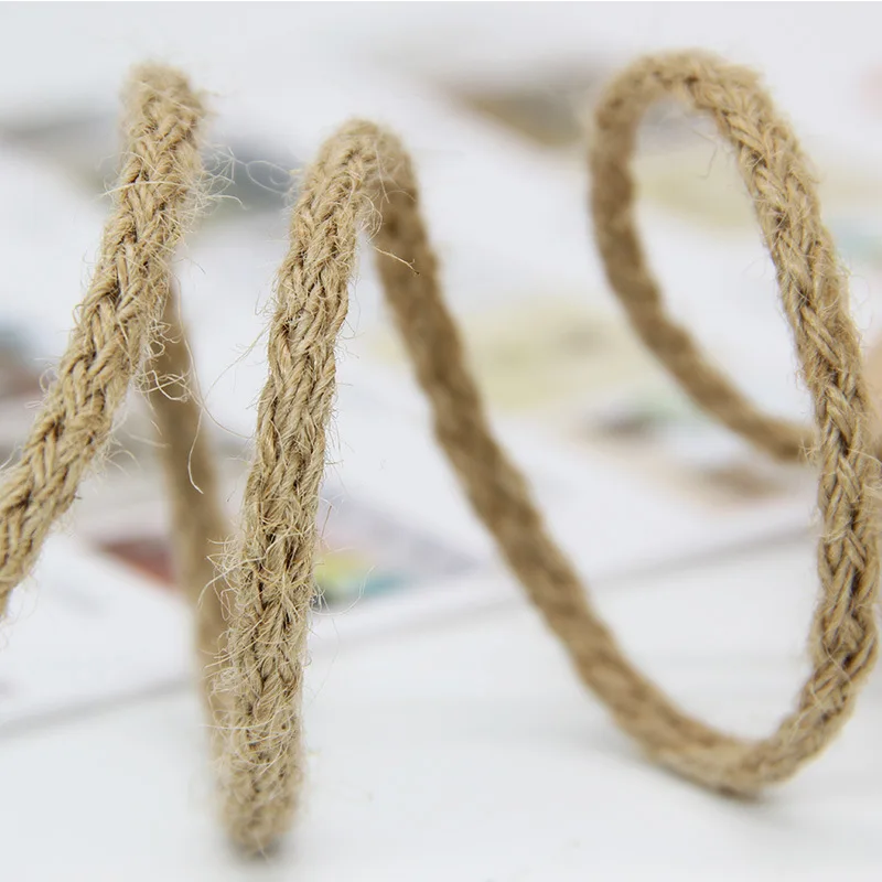 6 мм 10 м натуральный Мешковина Hessian джутовый шнур-шпагат пеньковая веревка для винтажные Свадебные украшения в деревенском стиле упаковочные материалы