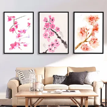 

Sakura Watercolor Artwork Canvas Art Print Painting Poster Wall Pictures For Kids Room Home Decorative Bedroom Decor No Frame
