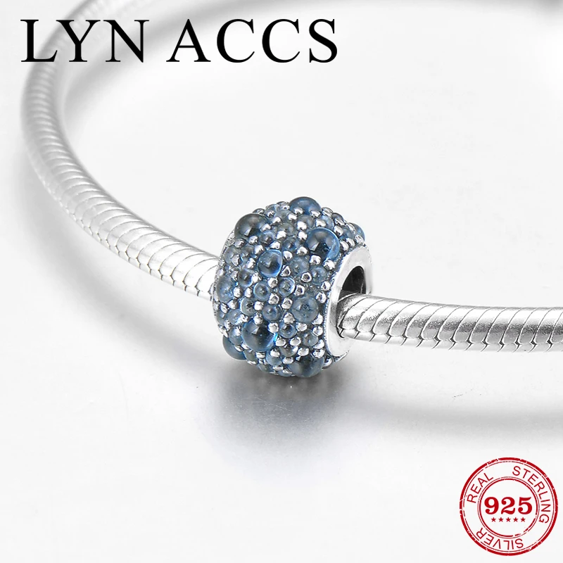 

100% Authentic 925 Sterling Silver Blue Zircon fine Charm Beads Accessories Jewelry making Fit Original Pandora Charm Bracelet